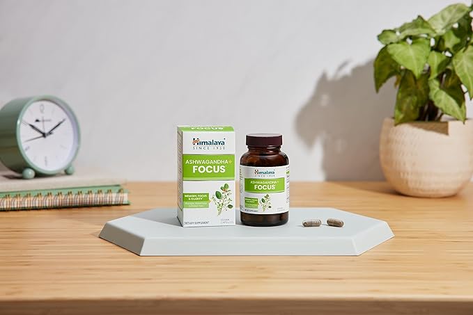 Himalaya Ashwagandha+ Focus - Herbal Focus Supplement with B12, Rosemary, Green Tea, and Bacopa Nootropics for Memory and Clarity - Vegan, Non-GMO, Gluten Free, 1690 mg, 60 Caplets