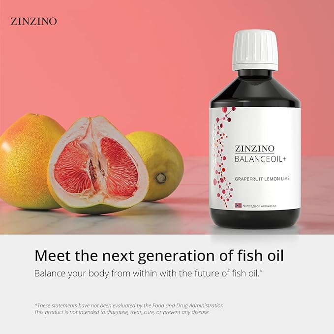 Zinzino - BalanceOil+ Grapefruit Lemon Lime - Fish Supplement with Extra Virgin Olive Oil, Omega-3 (EPA+DHA), Polyphenols, and Vitamin D3 - (300 ml)