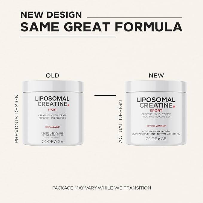 Codeage Liposomal Creatine Powder Supplement, Pure Creatine Monohydrate 5000mg, Pre Workout & Post Workouts - Unflavored Creatine, Micronized Creatine Powder - Creatinine for Sports - 30 Servings