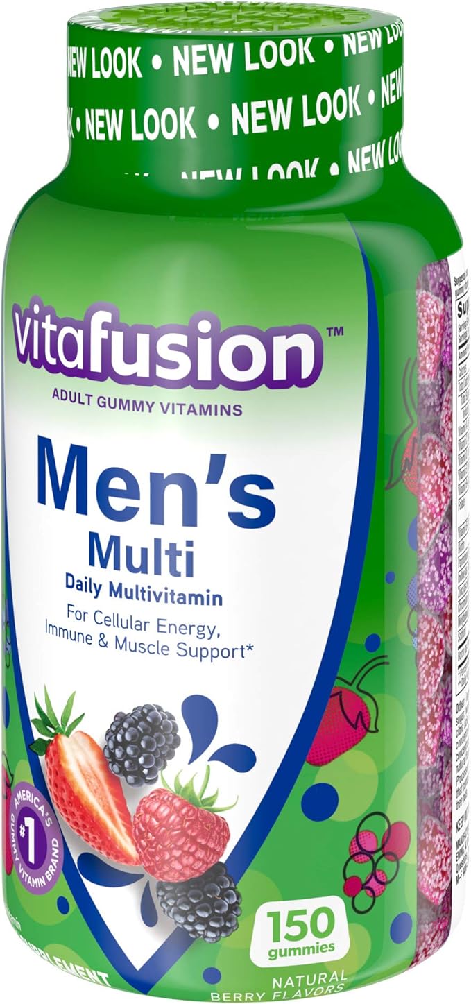vitafusion Adult Gummy Vitamins for Men, Berry Flavored Men’s Multivitamin Gummy Supplement with Vitamins A, C, D, E, B6, B12, 75 Day Supply, 150 Count