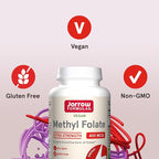 Jarrow Formulas Extra Strength Methyl Folate 400 mcg, Dietary Supplement for Cardiovascular and Neurologic Health Support, 60 Veggie Capsules, 60 Day Supply