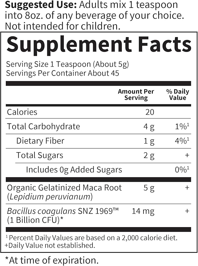 Garden of Life Organics Fair Trade Gelatinized Peruvian Maca Root Energy Boost 7.93 oz (225g) Powder with Probiotics, Certified Organic, Non-GMO, Vegan & Gluten Free Herbal Supplements