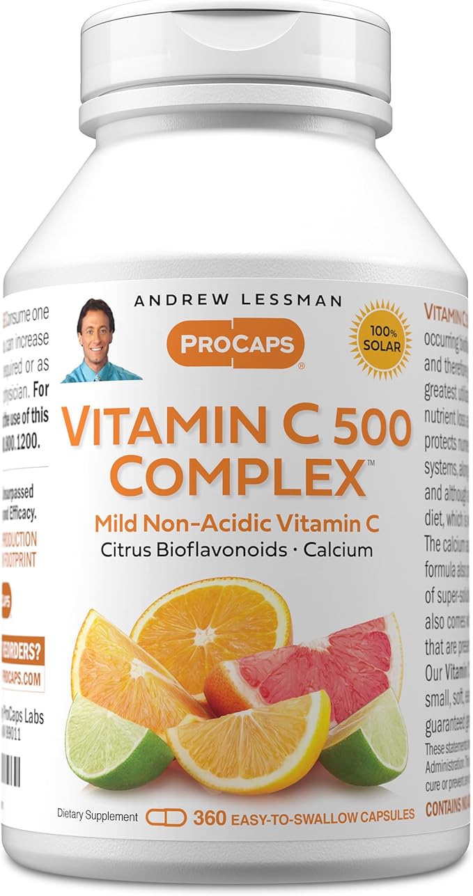 ANDREW LESSMAN Vitamin C 500 Complex 360 Capsules - Non-Acidic Vitamin C Plus Citrus Bioflavonoids for Immune System and Anti-Oxidant Support, No Stomach Upset, Small Easy to Swallow Capsules