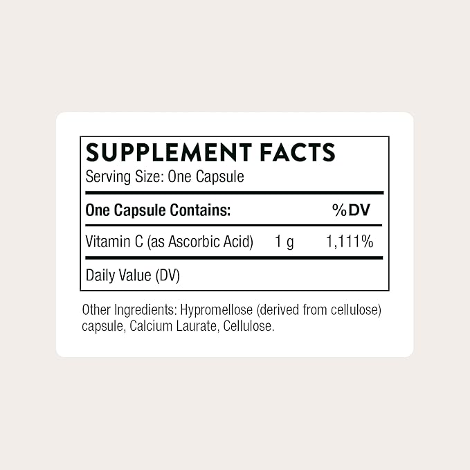 THORNE - Vitamin C 1,000 mg Supplement - Supports Healthy Immune Function & Collagen Formation - Provides Antioxidant Benefits* - Third-Party Certified - Gluten, Dairy & Soy-Free - 60 Capsules