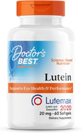 Doctor's Best Lutein Supplement 20mg with Zeaxanthin - Lutein for Eyes, Eye Health Vitamins for Men & Women, Vision and Macular Health Support, Lutemax 2020 Marigold Flower Extract - 60 Softgels