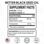 Organics Ocean Better Black Seed Oil Cold Pressed - Pure Nigella Sativa Oil for Immune Support - 5% Thymoquinone - Support Memory, Vitality, and Cellular Health