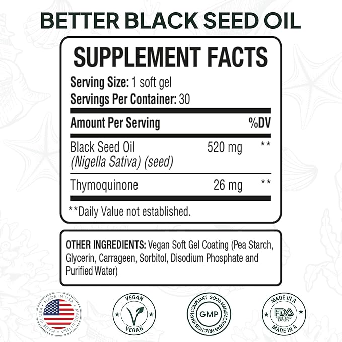 Organics Ocean Better Black Seed Oil Cold Pressed - Pure Nigella Sativa Oil for Immune Support - 5% Thymoquinone - Support Memory, Vitality, and Cellular Health - 3 Pack Bulk Supply