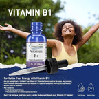 Vitamin B1 (Thiamine) Drops - High Potency Thiamine Vitamin B1 Extract - Vegan, Alcohol-Free Non-GMO Vitamin Liquid - Maintain Nervous System Health, Support Digestion & Boost Energy, 1 Fl Oz.