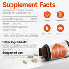 Rutin 500mg Supplement, Flavonoids Supplements from Sophora Japonica, Supports Vascular Health & Antioxidents, Non-GMO, Gluten-Free, Made in USA, 180 Vegan Capsules