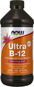 NOW Foods Supplements, Ultra B-12, Liquid, 800 mcg Folic Acid, Cellular Energy Production*, 16-Ounce