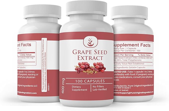 PURE ORIGINAL INGREDIENTS Grape Seed Extract, Always Pure, No Additives Or Fillers, Lab Verified