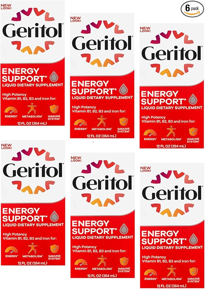 Geritol Liquid Supplement, B-Vitamins & Iron 12 Fluid Ounce (Pack of 6)