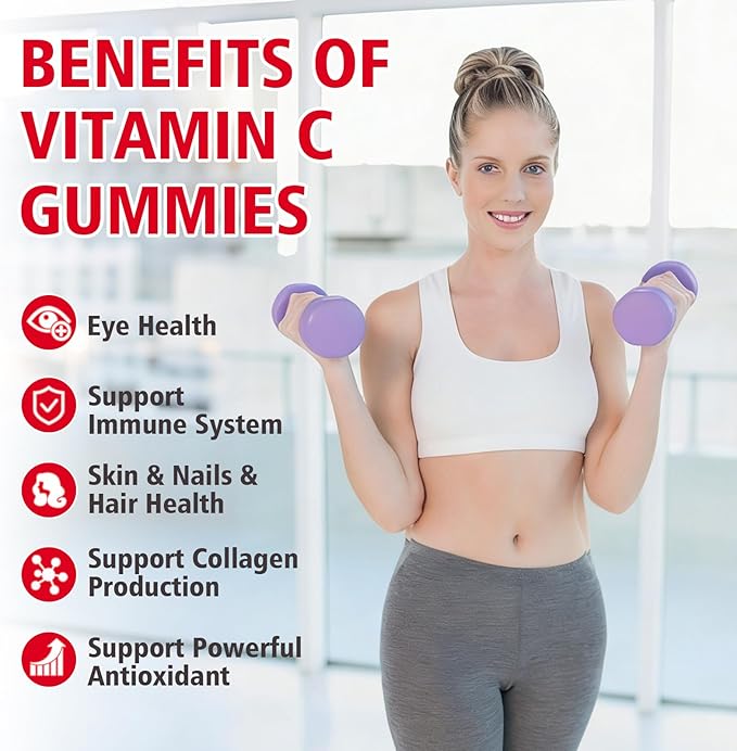 Liposomal Vitamin C 1000mg Gummies for Adults, Vitamin C Chewable with Iron, Zinc & Elderberry for Immune Support & Energy, Sugar Free, RaspberryFlavor, 60 Count