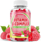 Vitamin B Complex Gummies for Women & Men - Vitamin B12, B1, B2, B3, B5, B6, B-Complex Vitamin Supplements for Energy & Immune Support, Sugar-Free/Vegan/Gluten-Free, Raspberry Flavor 60 Count