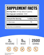 BulkSupplements.com D-Mannose Powder - D-Mannose Supplement, for Urinary Tract Health - Unflavored & Gluten Free, 2g per Serving, 1kg (Pack of 5) (11 lbs)