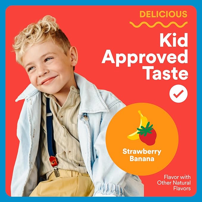 SmartyPants Kids Zero Sugar Multivitamin Gummies: Omega-3, Vitamins D, C, A, Plant-Based, Gluten Free, Strawberry Banana Flavor, 60 Count (30 Day Supply)