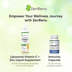 Zenrenu Liposomal Vitamin C and Zinc Liquid Drink for Adults & Kids - Non GMO Sunflower Lecithin - Max Antioxidant & Immune Support, 5 oz / 150 ml