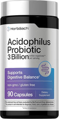 Horbäach Probiotic for Women & Men's Digestive Health | 3 Billion CFU | 90 Capsules | Non-GMO & Gluten Free