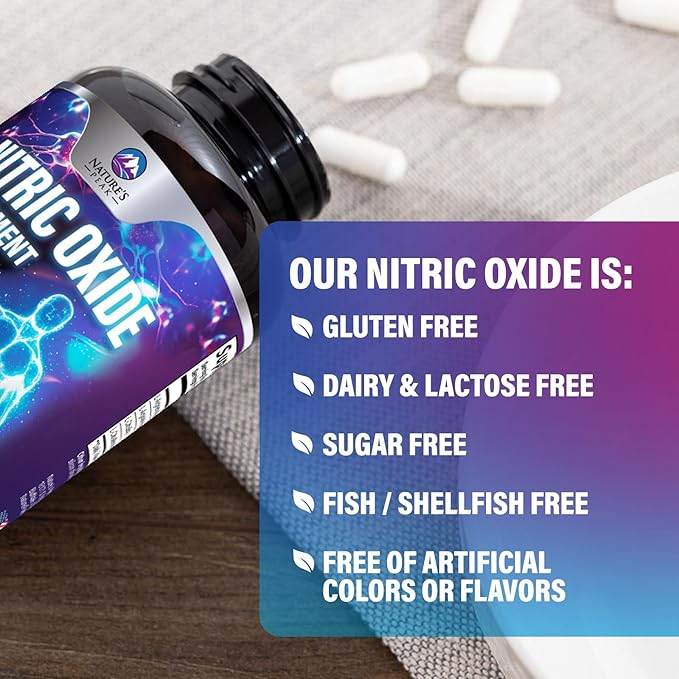 Extra Strength Nitric Oxide Booster - 3X Strength L-Arginine, Citrulline, & Beta Alanine - Premium Nitric Booster Natural Energy, Muscle & Heart Support, Bottled in USA for Men & Women - 60 Capsules