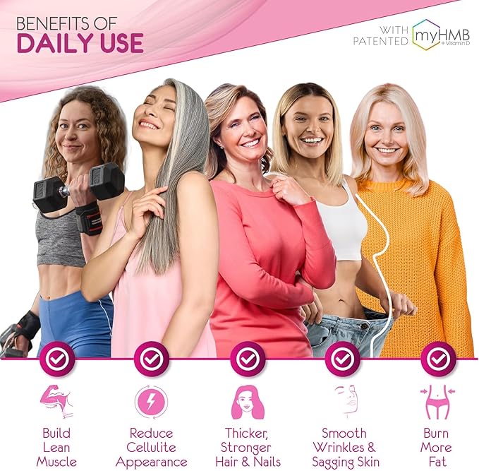 AgelessLX Powder Supplement for Women - with HMB Collagen Enhancer Plus Vitamin D3 with K2, Horsetail and Biotin for Lean Muscle and Stronger Hair and Nails - 30 Powder Packets, Wild Berry
