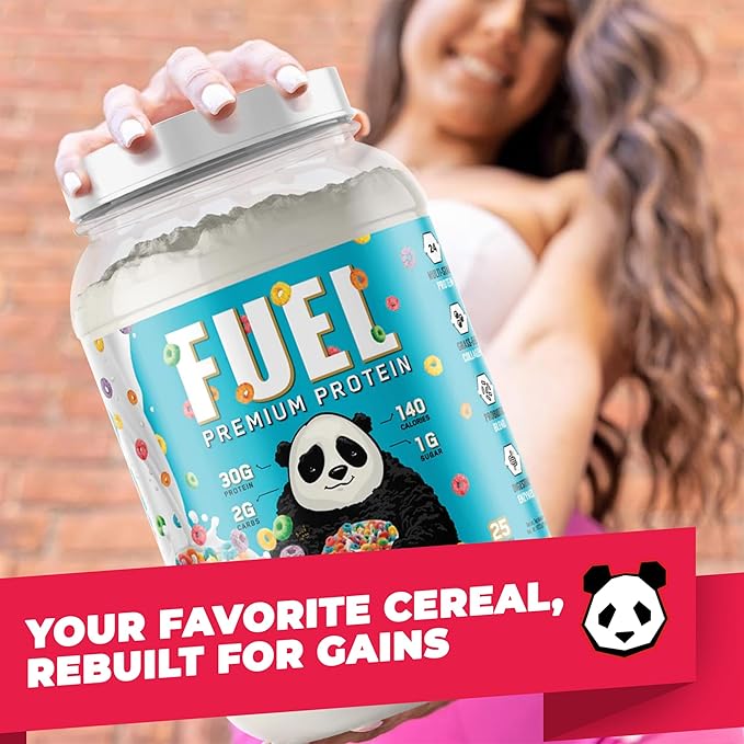 Underground Bio Labs Panda Fuel Premium Protein Whey,Hydrolyzed Collagen,Casein,Probiotics, Enzymes, Keto Friendly,Time Release, 25 Servings (2.5 Pound, Fruity Cereal)