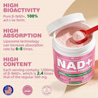 NAD Supplements for Women 5000mg, Liposomal NAD+ Powder with Resveratrol, Collagen Peptides, Biotin, CoQ10 & TMG for Healthy Aging, Cellular Energy, Hair Skin & Nails, Pink Lemonade Mix, 34 Servings