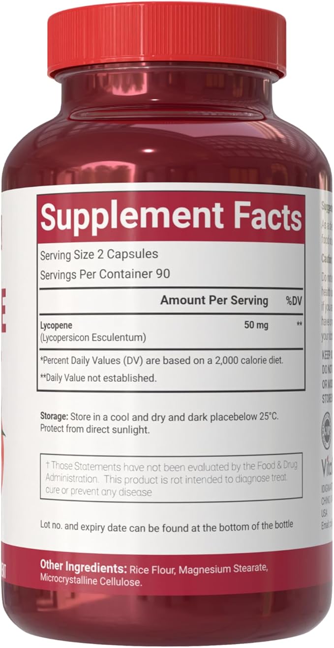 Lycopene 50mg Vegan Capsules, 180 Count, Plant-Based Antioxidant Support - 2 Packs