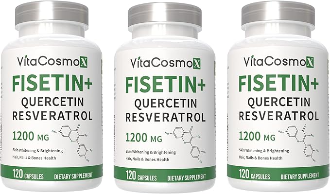 Fisetin Quercetin Resveratrol Supplement, 1,200 mg, 120 Veggie Capsules 100% Vegetarian, Non-GMO & Gluten Free (3)