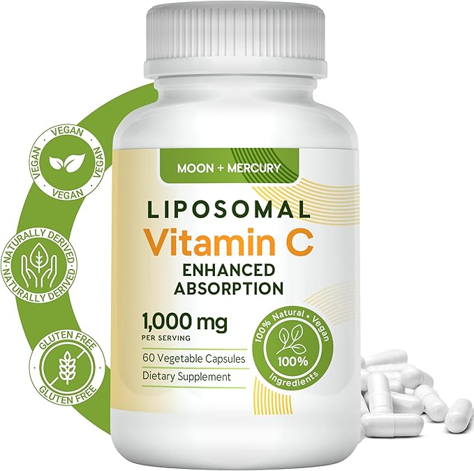 Liposomal - Vitamin c 1000mg - 60 Vitamin c Capsules - Higher Absorption,bioavailability liposomal Vitamin c by Moon and Mercury