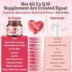 (180 Count) CoQ10 Gummies 300mg Sugar-Free | High Absorption Coenzyme Q10 Supplements with Omega-3, Vitamin E & Black Pepper | Heart, Fertility & Energy | 6 Month Supply, Strawberry Flavor
