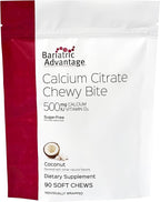 Bariatric Advantage Calcium Citrate Chewy Bites 500 mg - Highly Absorbable & Digestible - Vitamin D3 - Easily Chewable Calcium Supplement - Coconut Flavor - 90 Count
