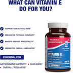 Vitamin E 400 IU Softgels - Clinical Formula Natural Vitamin E Supplement Complex with d-Alpha Tocopherol & Mixed Tocopherols for Hair Skin & Nails Plus Antioxidant Immune Support - 90 Servings