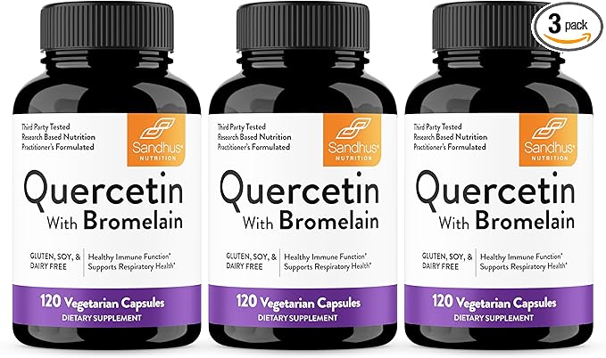 Quercetin with Bromelain Vegetarian Supplement Capsules | 360 Count (1000mg Per Serving 2400 GDU/g) | Supports Healthy Immune System, Helps With Seasonal Allergy Support | High Absorption Antioxidant