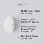 Sports Research® Healthy Skin and Hair Support - Vegan Biotin 10,000mcg with Coconut Oil, Triple Strength Astaxanthin 12mg, and Phytoceramides 350mg per Softgel · Non-GMO · Vegan · Gluten-Free
