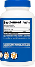 Nutricost L-Carnitine Tartrate 1000mg, 120 Capsules - 500mg Per Capsule (60 Servings)