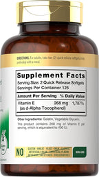 Carlyle Vitamin E 400 IU Softgels Capsules | 250 Count | Naturally Sourced Supplement for Men and Women | Non-GMO and Gluten Free