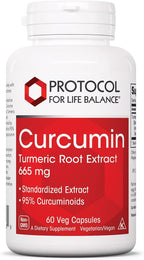 PROTOCOL FOR LIFE BALANCE Curcumin Turmeric Root Extract - 95% Standardized Curcuminoids - 665 mg Curcumin - Curcumin Turmeric Supplements - Non-GMO & Kosher - 60 Veg Capsules