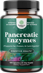 Natures Craft Pancreatin Digestive Enzymes for Digestive Health - Pancreatic Enzymes for Humans with Fat Carb and Protein Women and Men - Protease Amylase & Lipase Digestion -120ct