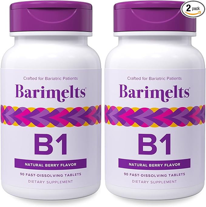 BariMelts Vitamin B1, 180 Fast-Dissolving Tablets (6-Month Supply), Sugar-Free Bariatric Vitamins for Women, Natural Berry Flavor