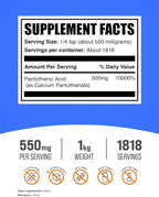 BulkSupplements.com Vitamin B5 Powder - as Calcium Pantothenate, B5 Vitamins - Gluten Free, 500mg of Vitamin B5 Pantothenic Acid per Serving, 1kg (2.2 lbs) (Pack of 1)