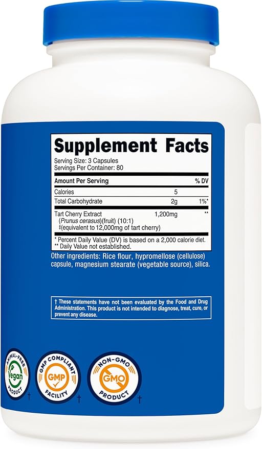 Nutricost Tart Cherry Extract 240 Capsules for 80 Servings Per Bottle - Vegan, GMO-Free, Gluten-Free