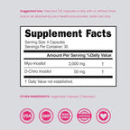 Myo-Inositol & D-Chiro Inositol Supplement For Women (120 Capsules, 2050mg Per Serving Ideal 40:1 Ratio Myo Inositol) Hormone Balance for Women - Third Party Tested, Vegan Safe & USA Made - 120 Count