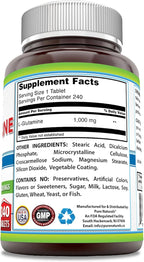 Pure Naturals L-Glutamine Supplement | 1000 Mg Per Serving | 240 Tablets | Non-GMO | Gluten Free | Made in USA