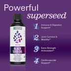 ZHOU Organic Black Seed Oil - Black Cumin Seed Oil Cold Pressed, Nigella Sativa, Pure Unrefined Blackseed Liquid, Premium Supplement for Health with Thymoquinone, Omega 3 6 9-8 Fl Oz (Pack of 2)