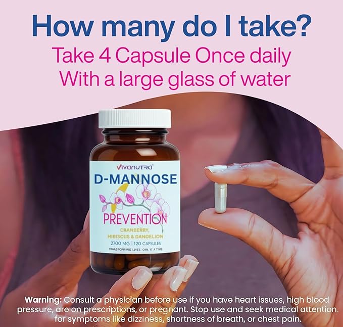 Cranberry Pills for Women with D-Mannose - D Mannose Supplements for Women + Cranberry Supplement - Daily Urinary Support, Bladder Comfort & pH Balance - 120 Veggie Capsules