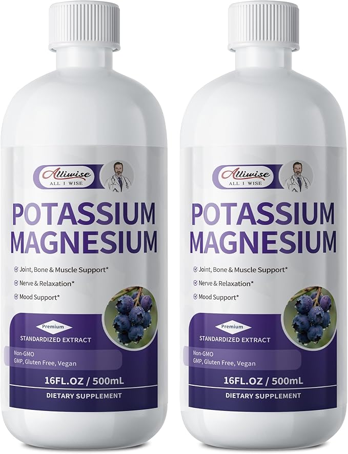Potassium Magnesium Supplement Liquid - High Absorption Calm Magnesium Complex & Potassium Plus Calcium, Vitamin D3, Zinc for Bone & Energy & Immune Support - 16 Fl oz