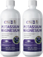 Potassium Magnesium Supplement Liquid - High Absorption Calm Magnesium Complex & Potassium Plus Calcium, Vitamin D3, Zinc for Bone & Energy & Immune Support - 16 Fl oz
