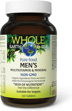 Natural Factors Whole Earth & Sea Men's Multivitamin & Mineral - Daily Health Supplement for Men Under 50 - Vegan, Non-GMO & Gluten-Free - 120 Tablets (60 Servings)