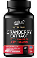 Cranberry Extract Pills - Super Strength 50:1 Whole Fruit Concentrate Equals to 25,000mg of Fresh Cranberries Plus Dandelion & Uva Ursi - Natural UTI Support - Kidney Cleanse & Urinary Tract Health
