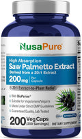 NusaPure Saw Palmetto, 200 mg, 200 Veg Capsules (Non-GMO, Vegan)